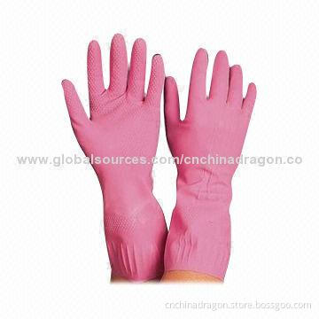 Coated Gloves with Flock Lining, 30-32cm Length